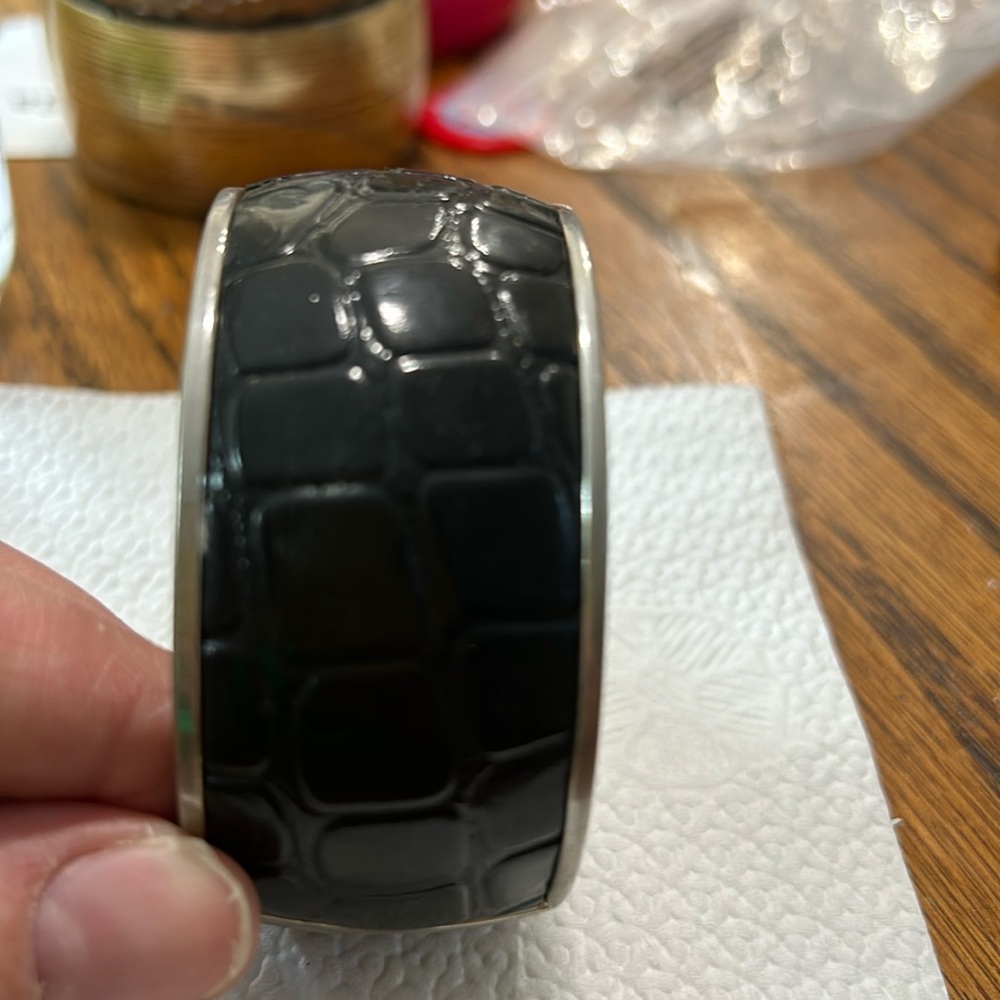 Black bracelet with silver outline